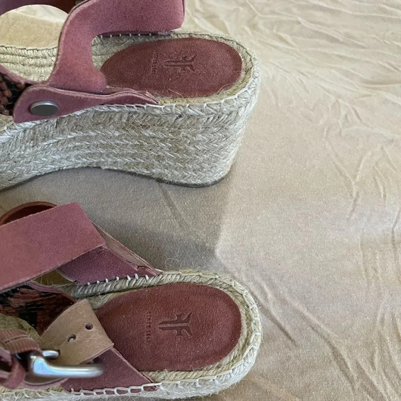 Frye Espadrille Platform Wedges Harper Sling Sandals Faux Snake Size 6 - Picture 3 of 5